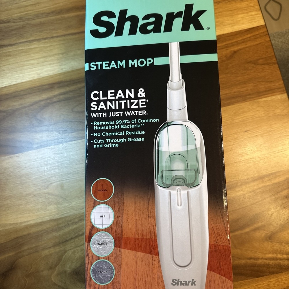 Shark Steam Mop S1000 White Lightweight Hard Floor Cleaner with 2 Dirt Grip Pads